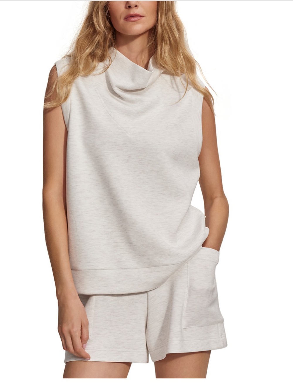 Varley Ellen Cowl tank in ivory marl size small